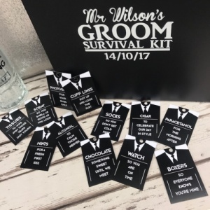 Suit up Groom Survival Tags x 12