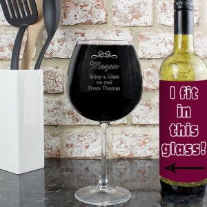 EXTRA LARGE Personalised Decorative Bottle of Wine Glass