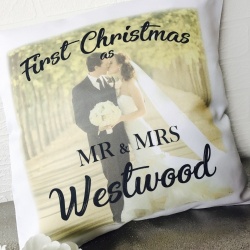 First Christmas as... Personalised Photo Cushion