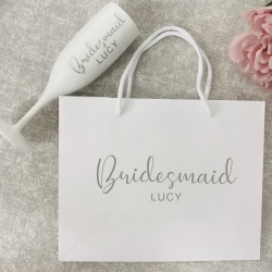 Christy Personalised White Gift Bag & Flute