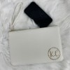 Monogram Initial PU Leather Clutch Bag