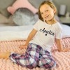 Girls Personalised Pink Tartan Pyjamas - Twinning