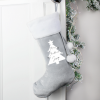 Personalised Xmas Tree Grey & White Xmas Stocking