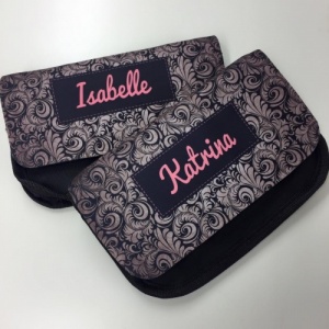 Personalised Black Grey Floral Cosmetic Case