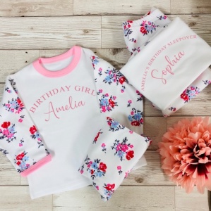 Personalised Floral Sleepover Children's Pyjamas