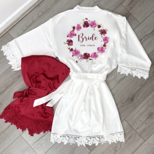 Blossom Personalised Short Lace Kimono Robe / Gown