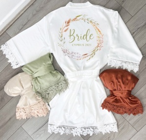 Rustic Personalised Short Lace Kimono Robe / Gown