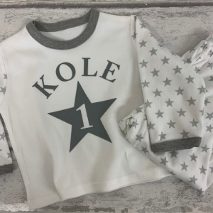 Personalised Grey Star Birthday Pyjamas