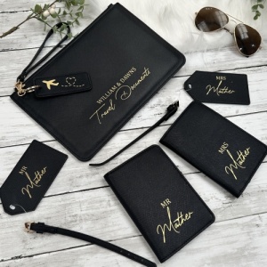 Luxury Passport & Luggage Tag Travel Set with Document Clutch