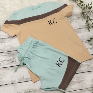 Personalised Coloured Panel T-Shirt & Short Set