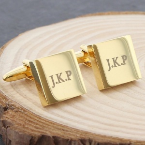 Personalised Gold Plated Square Cufflinks