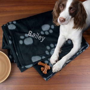 Dog Paw Print Fleece Blanket Personalised
