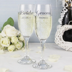 Personalised Classic Pair of Flutes with Gift Box