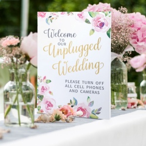 Watercolor Unplugged Wedding Sign