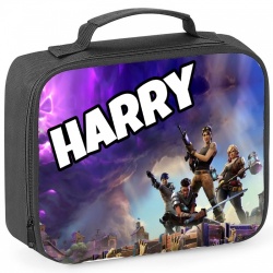 Black Fortnite Personalised Lunch Bag