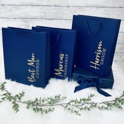 Portrait Navy Personalised Gift Bag - Any Text