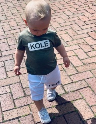 Personalised Khaki & White Short & T Set