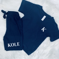 Personalised Navy Short & T Set