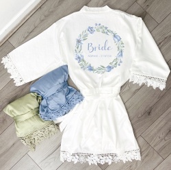 Something Blue Personalised Short Lace Kimono Robe / Gown