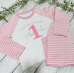 Girls Pink Stripe 'When I wake up' Pyjamas