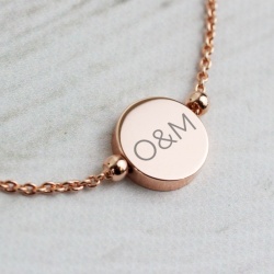 Personalised Rose Gold Plated Initials Disc Bracelet