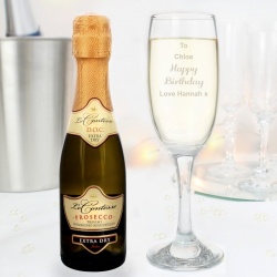 Personalised Prosecco Flute & Mini Prosecco Set