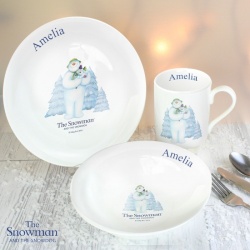 Personalised Snowman & Snowdog Breakfast Set