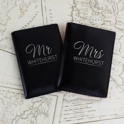 Personalised Black Mr & Mrs Passport Set