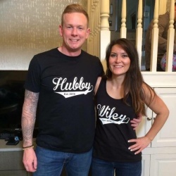 Hubby / Wifey Black Vest and T-Shirt Set