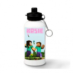 Pink Minecraft Personalised Water Bottle